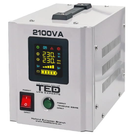 UPS 2100VA/1400W runtime extins utilizeaza doi acumulatori (neinclusi) TED Electric - TED000347