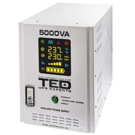 UPS 5000VA/3500W runtime extins utilizeaza doi acumulatori (neinclusi) TED Electric - TED001689
