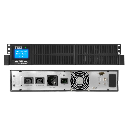 UPS 1000VA rackabil 2U Online dubla conversie management 1 schuko + 2 IEC TED004048