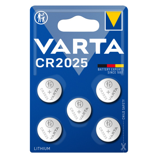 Baterie Litiu 3V CR2025 170mAh, Dimensiuni 20 x 2.5 mm Varta Blister 5
