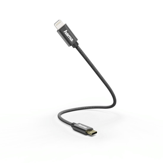 Cablu de Ã®ncarcare/date USB-C - Lightning 0.2 m negru Hama