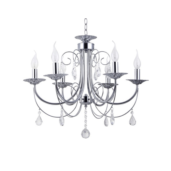 Candelabru Erste Chandler Crom cu Alb 6xE14