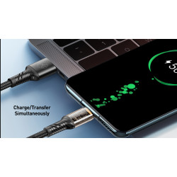 Cablu transparent Tellur USB to USB-C, 3A, 1m, negru