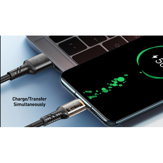 Cablu transparent Tellur USB to USB-C, 3A, 1m, negru