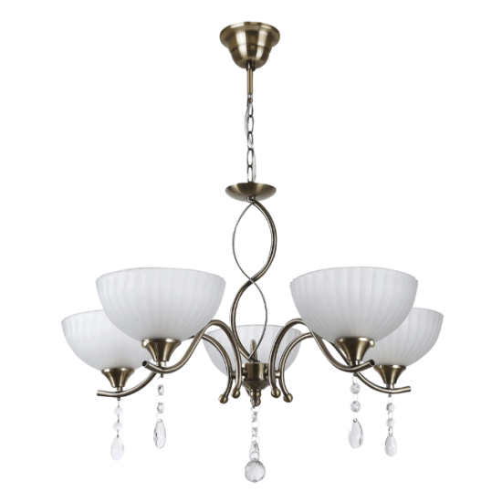 Lustra Luxor Alb cu Alama 5xE27 60W