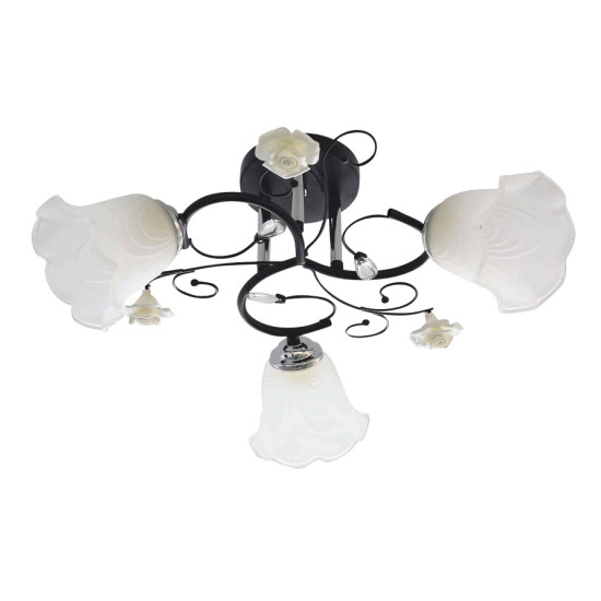 Lustra Lady Crom cu Negru cu Alb 3xE14 60W