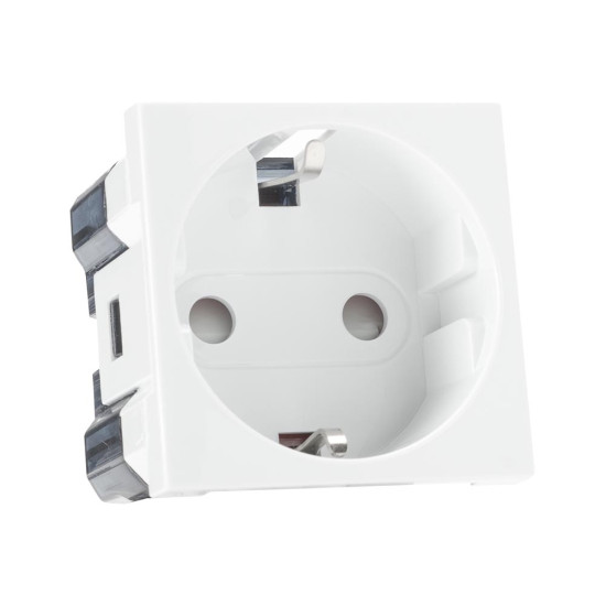 Priza Schuko protectie copii 2 Module, alb, Elbi, Moda Voice