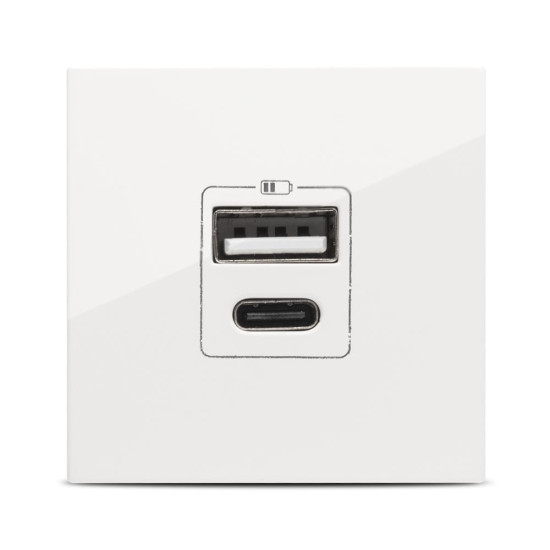 Priza USB A+C, 5V, 2.4A, 2 Module, alb, Elbi, Moda Voice