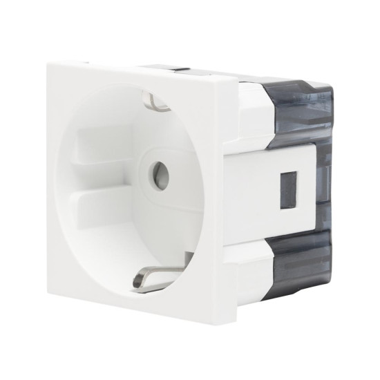 Priza Schuko protectie copii 2 Module, alb mat, Elbi, Moda Voice