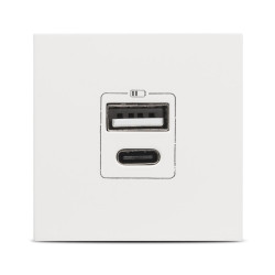 Priza USB A+C, 5V, 2.4A, 2 Module, alb mat, Elbi, Moda Voice