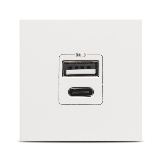 Priza USB A+C, 5V, 2.4A, 2 Module, alb mat, Elbi, Moda Voice