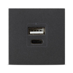 Priza USB A+C, 5V, 2.4A, 2 Module, antracit mat, Elbi, Moda Voice