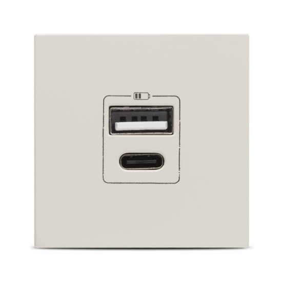 Priza USB A+C, 5V, 2.4A, 2 Module, bej mat, Elbi, Moda Voice