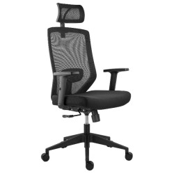 SCAUN ERGONOMIC JOY-H, SPATAR MESH, TETIERA REGLABILA, BRATE REGLABILE, MECANISM SYNCRON, SUPORT LOMBAR REGLABIL, NEGRU
