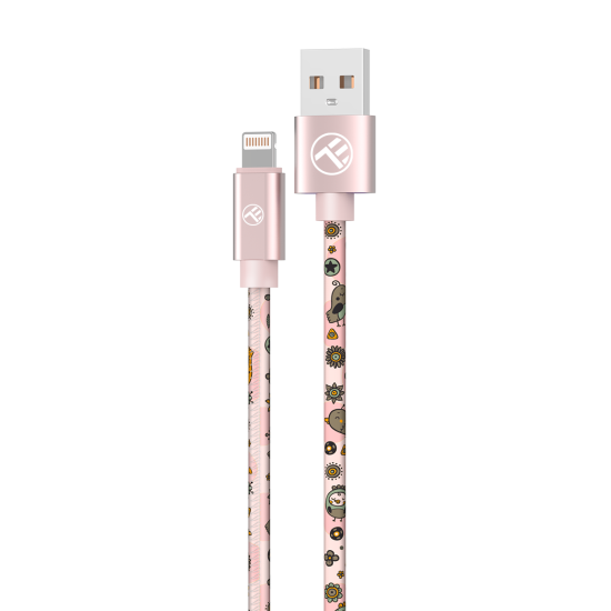 Cablu Graffiti Tellur USB to Lightning,  3A, 1m, roz