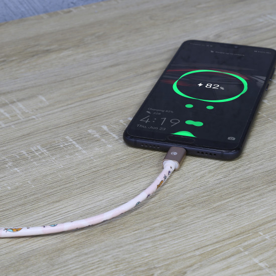 Cablu Graffiti Tellur USB to Type-C, 3A, 1m, roz