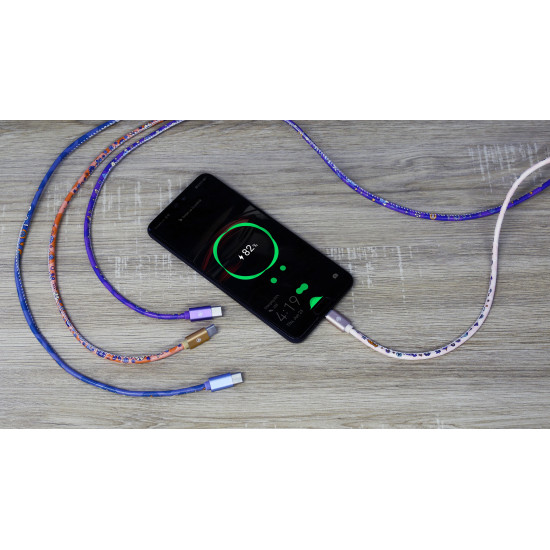 Cablu Graffiti Tellur USB to Type-C, 3A, 1m, albastru