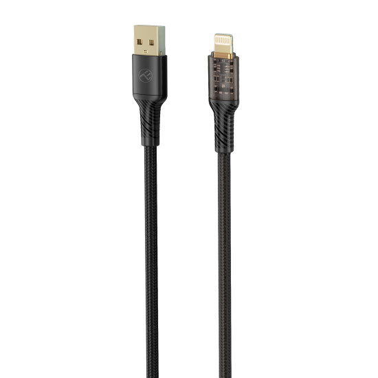 Cablu transparent Tellur USB to Lightning, 2.4A, 1m, negru