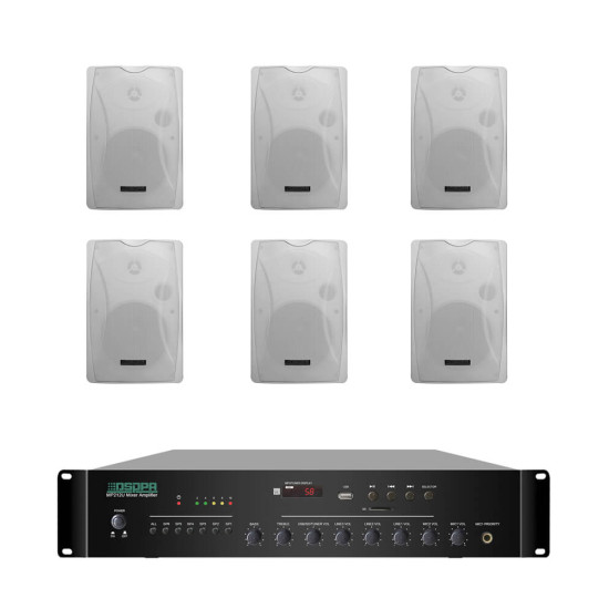 Pachet Sonorizare 120W de perete, FM+USB, DSPPA MP212U+6xDSP8062