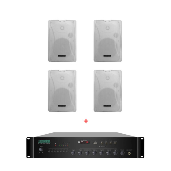 Pachet Sonorizare Restaurant 120W de perete cu Radio FM + Stick + SD, DSPPA MP212U+ 4xDSP8063