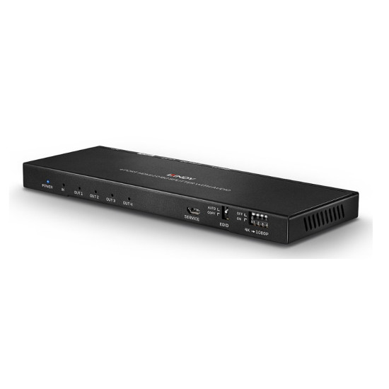Splitter HDMI 18G cu 4 porturi, audio și reducere a scalării, Lindy 38231