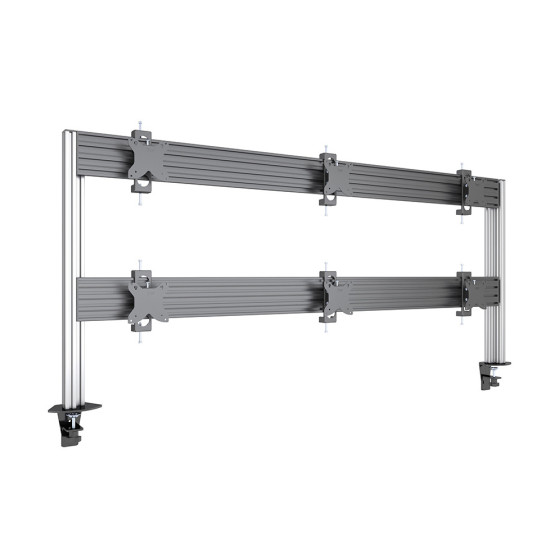 Suport pentru sase LCD Multibrackets MB-5551, montare pe masa cu clema, argintie