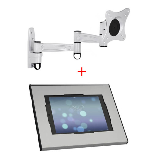 Suport tableta perete cu Multibrackets MB-3268 si Vogel's PTS2010, securizat, rotabil 360grade, stanga-dreapta 90grade