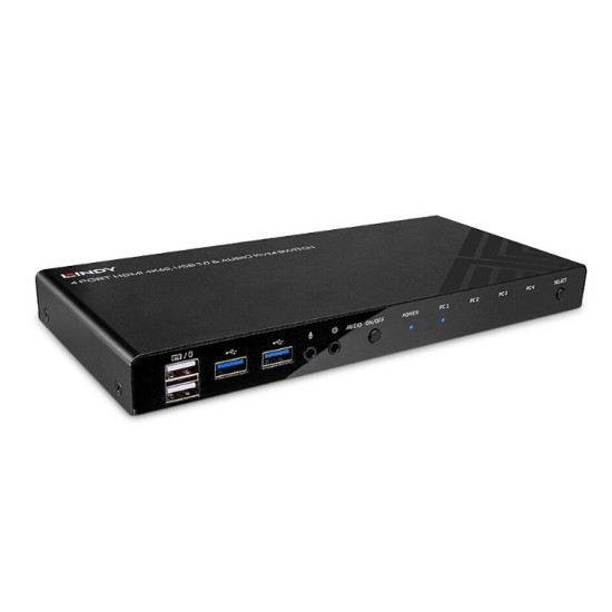 Switch KVM cu 4 porturi HDMI 4K60, USB 3.0 și audio, Lindy 39313
